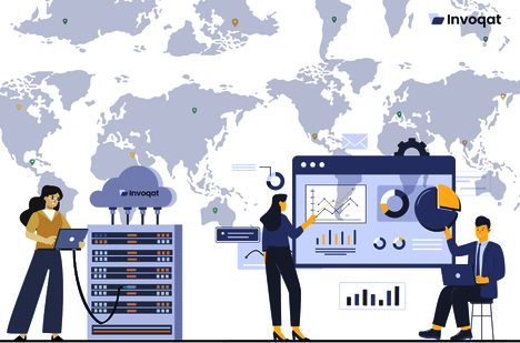 Manager monitoring distributed field service teams through a centralized dashboard with technicians working in multiple regions.